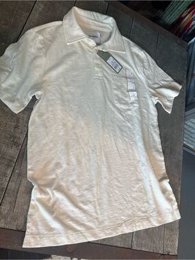 Goodfellow & Co Cream Short-Sleeve Polo with Chest Pocket